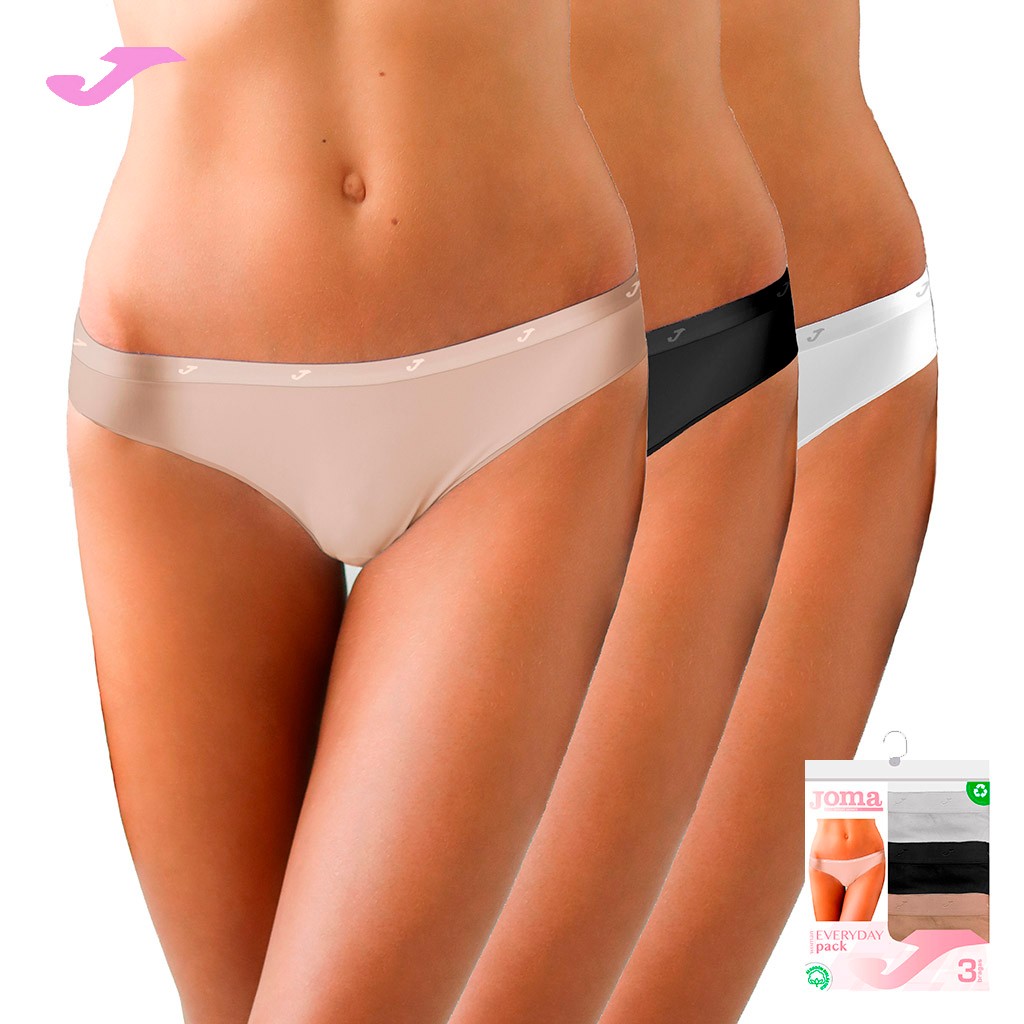 Braga bikini algodón elástico goma vista pack x3 