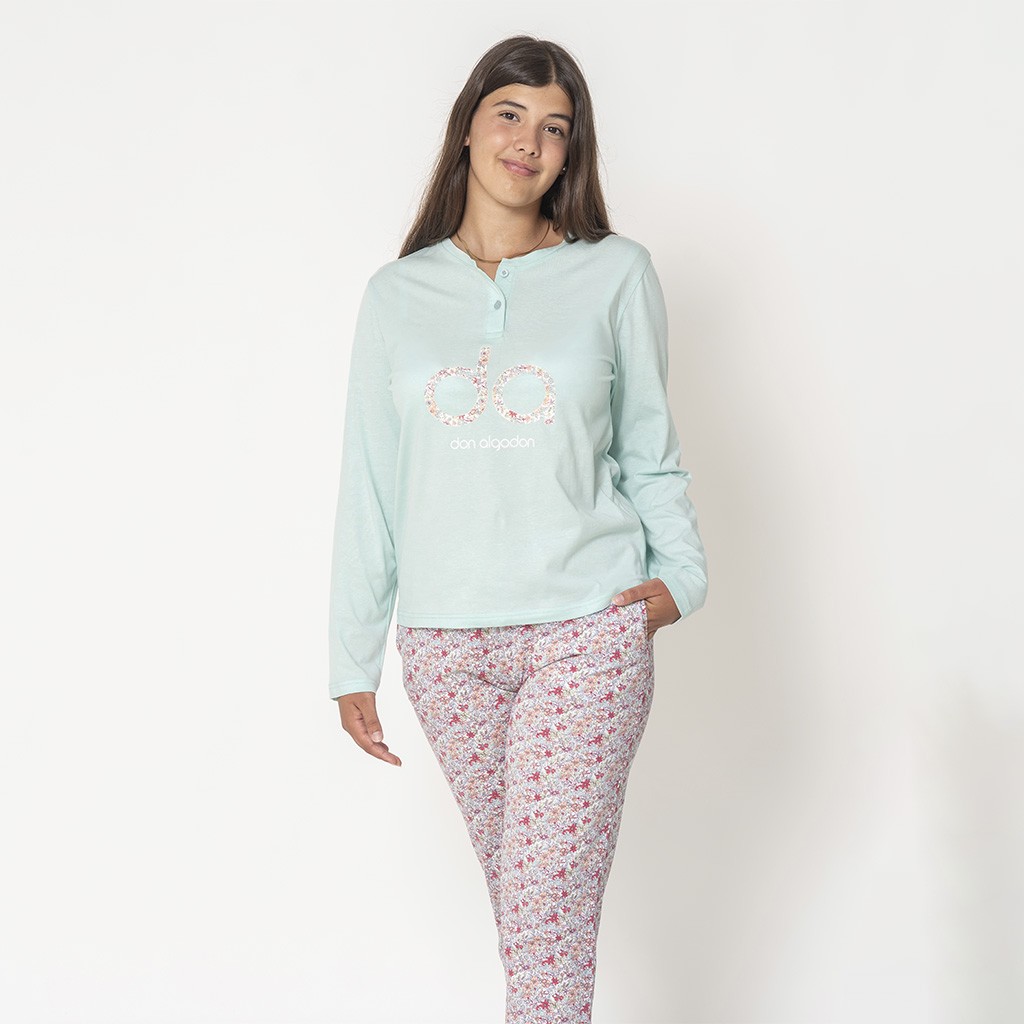 Pijama largo mujer fino algodón