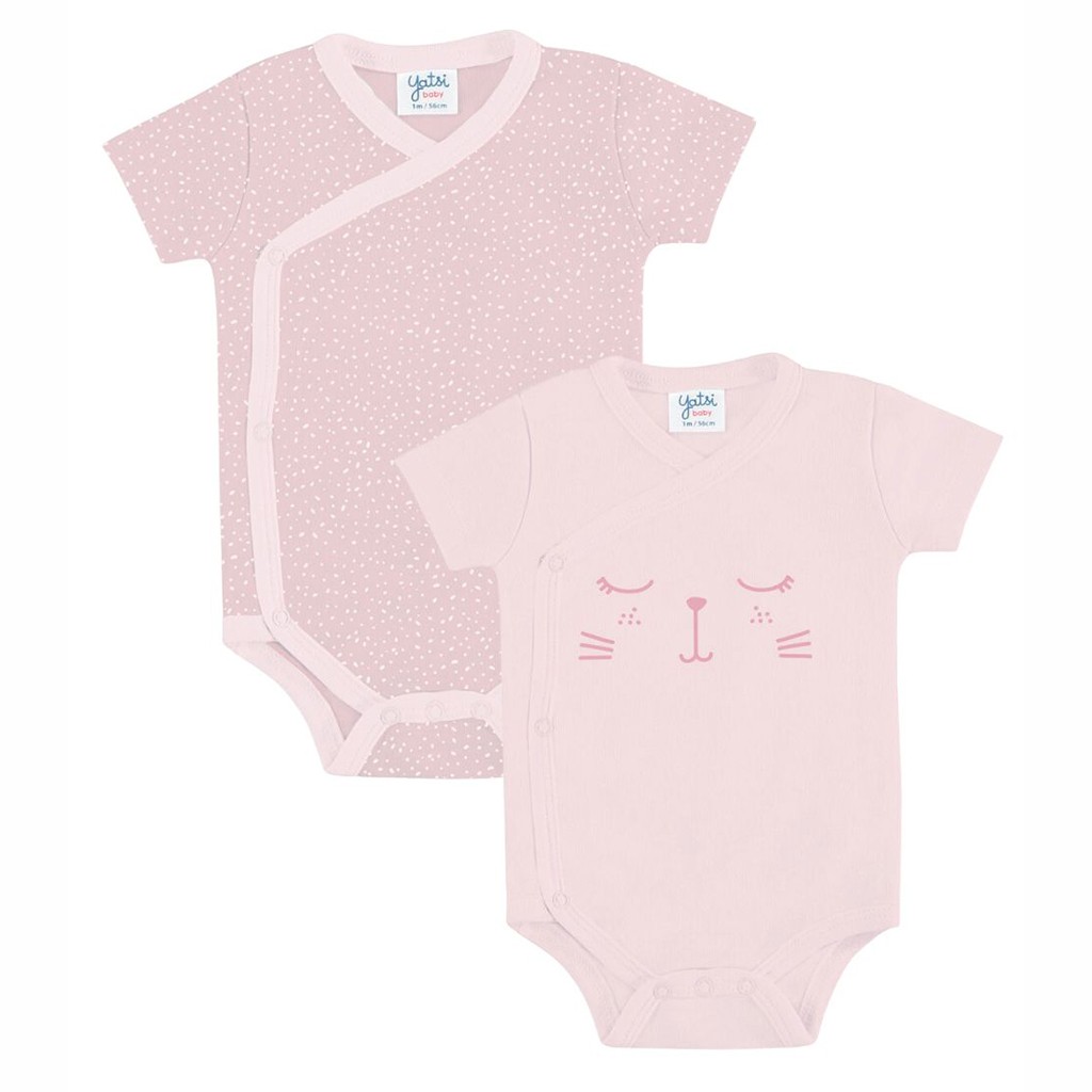 Body bebé manga corta rosa pack 2