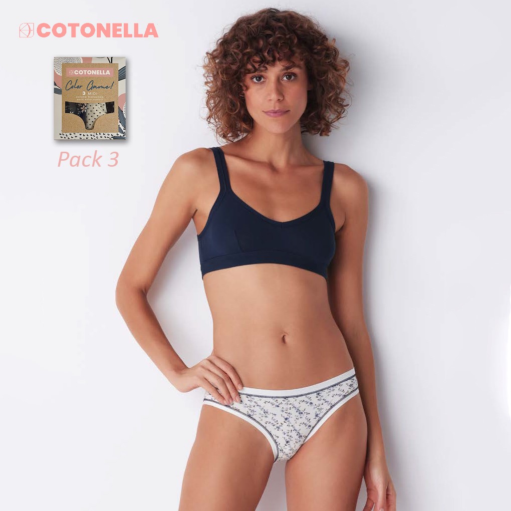 Braga bikini mujer pack3 algodón bielástico color