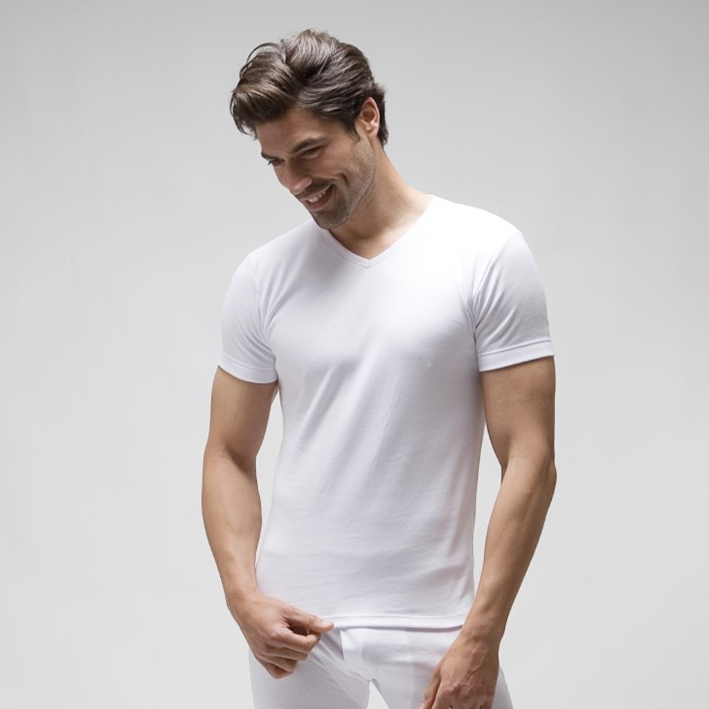 Camiseta manga corta cuello pico algodón termal